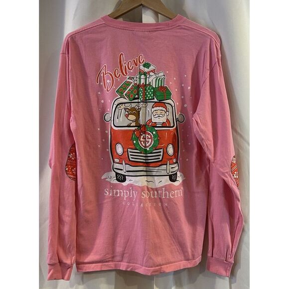 Simply Southern Believe Christmas Shirt Volkswagen Bus VW Santa Reindeer Size‎ M - Picture 1 of 9